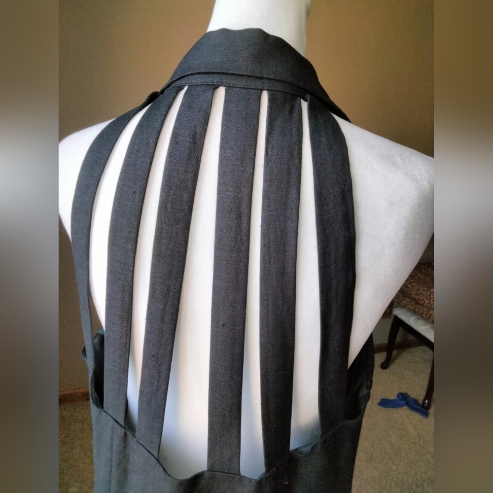 Jessica Howard Backless Halter Dress 65% Linen 35% Rayon - Picture 8 of 12